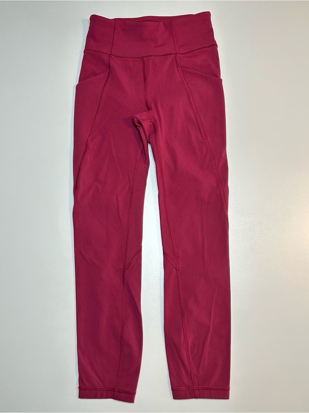 Lululemon Speed Up Crop Leggings Pockets Ruby Red Pink Running Pants